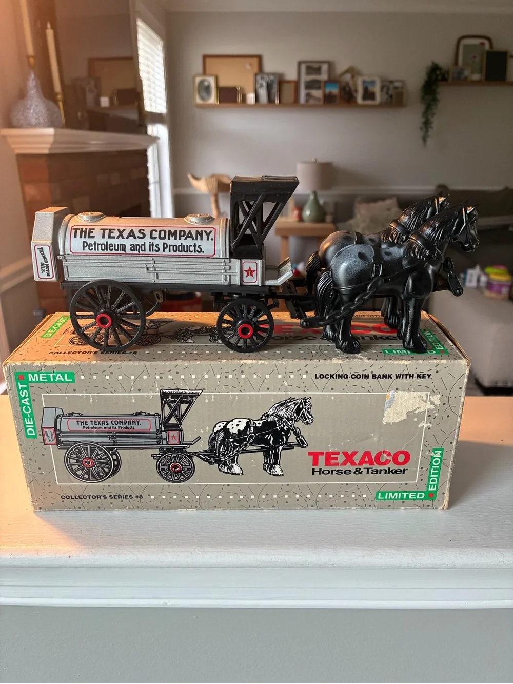 Title: Vintage ERTL Texaco Horse & Tanker Locking Coin Bank (Collector's Series